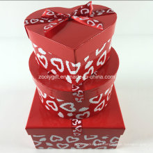 Custom impressão Ribbon Round Heart-Shaped Square Mixed Caixas de presente de papel Set